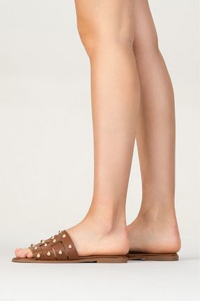 دمپائی قهوه ای زنانه چرم مصنوعی PASSAGE SHOES - کد 940547171
