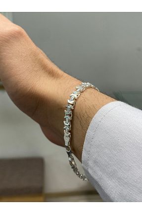 دستبند نقره طوسی مردانه 925 عیار Kiriş Gümüş - کد 940356892