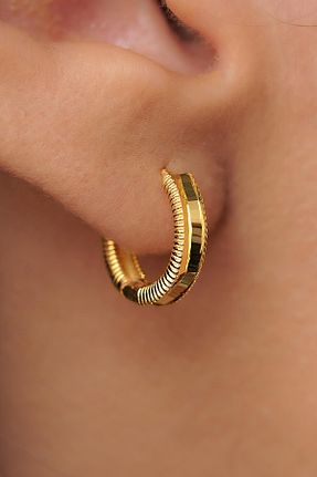 گوشواره طلا طلائی زنانه 14 عیار Fiyonk Kuyumculuk - کد 940557311