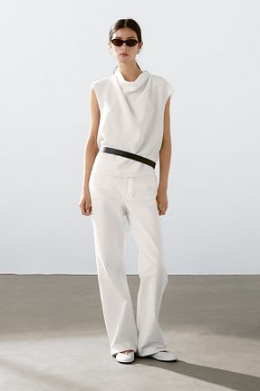 بلوز سفید زنانه ساده Massimo Dutti - کد 940691199