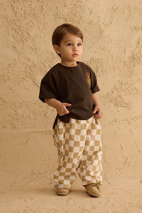 پیراهن قهوه ای بچه گانه یقه دوچرخه Fahhar Kids - کد 940643730