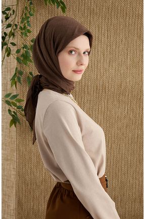 روسری قهوه ای 100 x 100 Fatma Atasoy - کد 940536559
