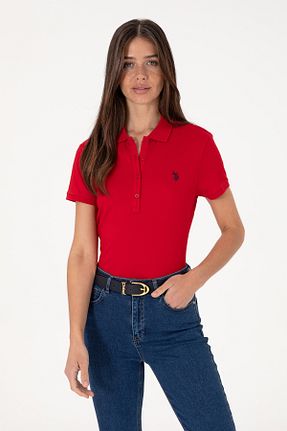 پولوشرت قرمز زنانه پنبه ای U.S. Polo Assn. - کد 940537182