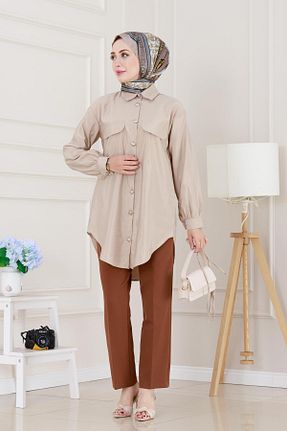 تونیک حجاب بژ زنانه ویسکون Sevitli - کد 940760159