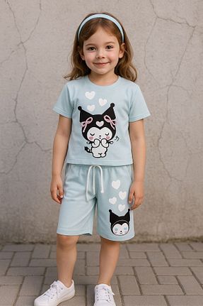 ست بالاتنه و پائین تنه فیروزه ای بچه گانه بافتنی OutfitModa - کد 940461471