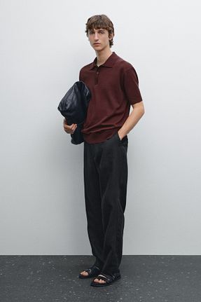 تیشرت زرشکی مردانه رگولار Massimo Dutti - کد 940562911