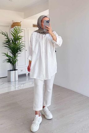 پیراهن حجاب سفید زنانه اورسایز Ka Hijab - کد 940526678