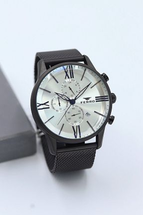 ساعت مچی مشکی مردانه 41-45 میلی متر FERRO - کد 940400883