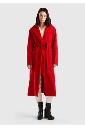 پالتو زرشکی زنانه پلی استر United Colors of Benetton - کد 804569798