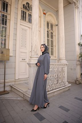کلاه و ابایا طوسی زنانه پنبه پلی استر KADEEM - کد 801438558