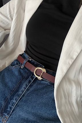 کمربند زرشکی زنانه چرم مصنوعی keisy - کد 940588547