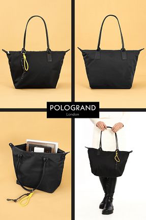 کیف دوشی مشکی زنانه پارچه ای POLOGRAND London - کد 940573721