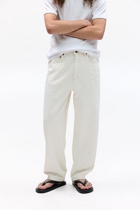 شلوار جین نباتی مردانه پاچه پهن Pull & Bear - کد 940601084
