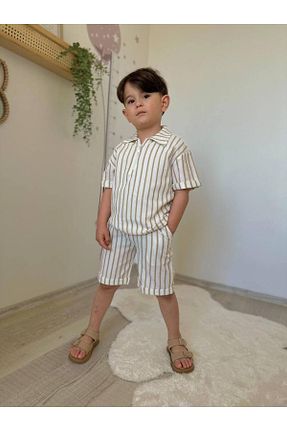 ست بالاتنه و پائین تنه قهوه ای بچه گانه بافت Narin kids - کد 940777294