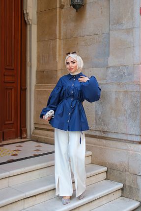 پیراهن حجاب سرمه ای زنانه رگولار LOCCO - کد 940626245