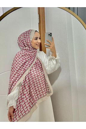 شال صورتی زنانه پنبه ای lune - کد 940630247