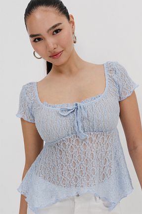 بلوز آبی زنانه ساده Addax - کد 940627758
