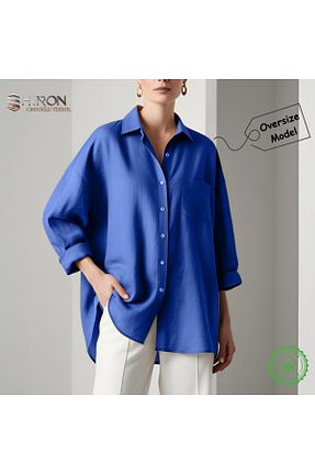 پیراهن آبی زنانه اورسایز Shiron Sportswear&Company - کد 929992298