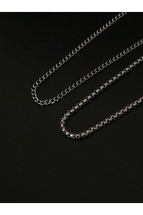 گردنبند استیل ( فولاد ) طوسی زنانه استیل ضد زنگ Dukkanka - کد 940652902
