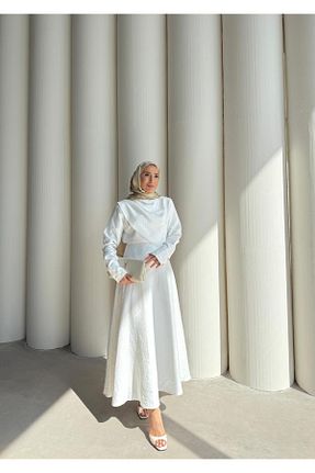 لباس حجاب زرشکی زنانه رگولار By Merve Serin - کد 940653693