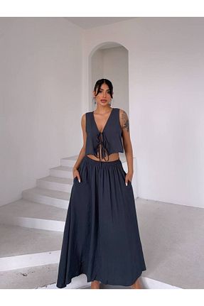 ست بالاتنه و پائین تنه طوسی زنانه پنبه ای ILLE - کد 940674031