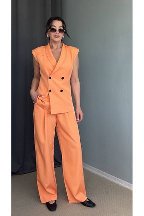 ست بالاتنه و پائین تنه نارنجی زنانه بافتنی Hotfashion - کد 940689016