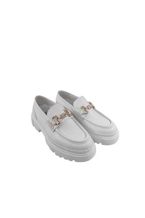 کفش لوفر سفید زنانه چرم خالص Oneka Shoes - کد 940829093