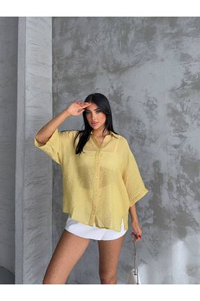 پیراهن زرد زنانه یقه پیراهنی ILLE - کد 940696881