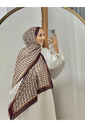 شال قهوه ای زنانه پنبه ای lune - کد 940702448