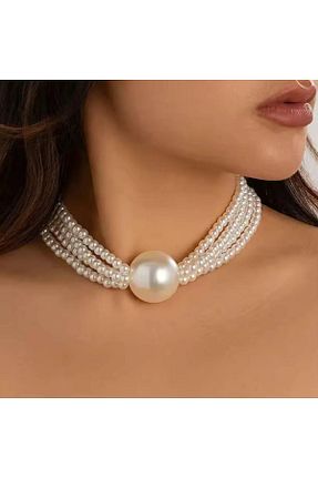 گردنبند مروارید سفید نقره TUHAM AKSESUAR - کد 940706028