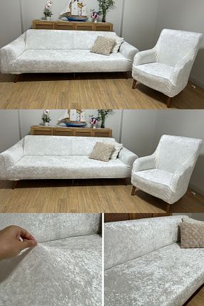 کاور مبل بژ مخمل Faiend - کد 83024123