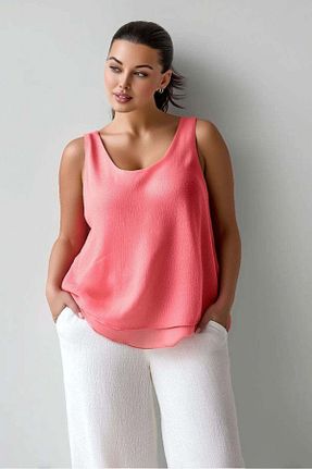 بلوز سایز بزرگ صورتی زنانه سایز بزرگ Hanezza - کد 940776665