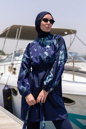 مایو حجاب سرمه ای زنانه میکروفیبر Minel - کد 940789975