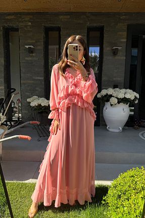 لباس صورتی زنانه بافتنی Özge Özgenç - کد 940793967
