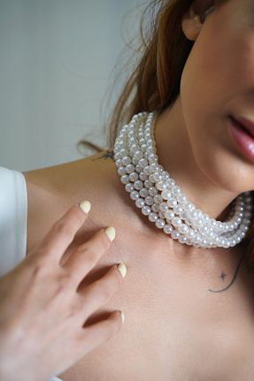 گردنبند جواهر سفید زنانه مروارید Ju Maris - کد 940828023