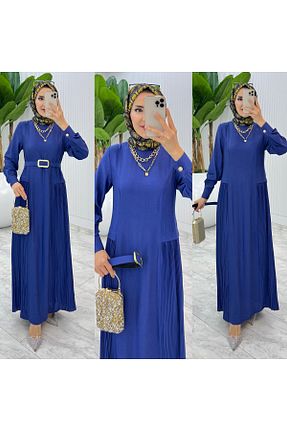 لباس آبی زنانه کرپ FIRSTESLEM - کد 940826288