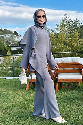 ست بالاتنه و پائین تنه طوسی زنانه بافتنی LOCCO - کد 939004460