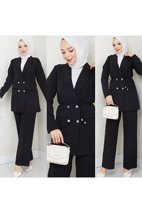 ست بالاتنه و پائین تنه مشکی زنانه بافتنی FIRSTESLEM - کد 940840792