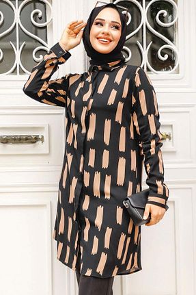 تونیک حجاب قهوه ای زنانه %100 پنبه Neva Style - کد 822736465