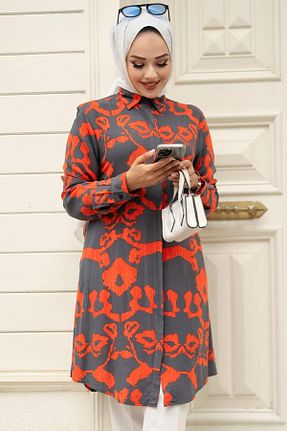 تونیک حجاب نارنجی زنانه %100 پنبه Neva Style - کد 823103044