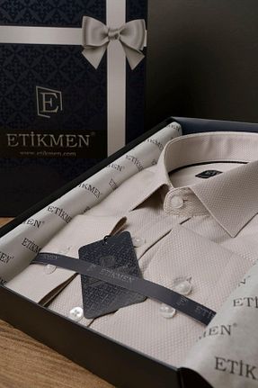 پیراهن بژ مردانه اسلیم فیت Etikmen - کد 938496745