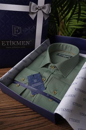 پیراهن خاکی مردانه اسلیم فیت Etikmen - کد 702289783