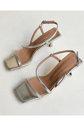 کفش پاشنه بلند کلاسیک متالیک زنانه نقره PELİN