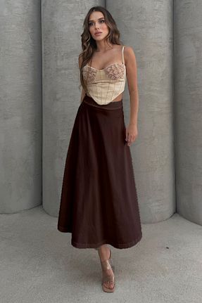 دامن قهوه ای زنانه پارچه Lesa Wear - کد 939475768