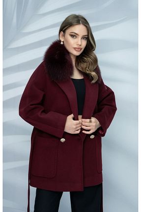 پالتو پشمی زرشکی زنانه دو سینه Eccim Fashion - کد 880574184