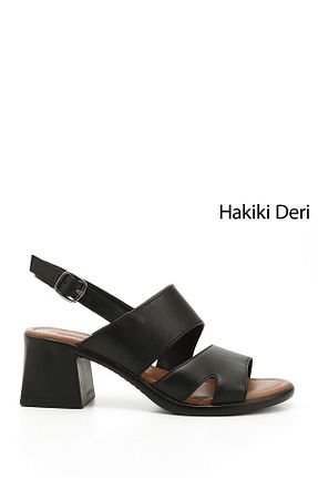 صندل مشکی زنانه پاشنه ضخیم GÖNDERİ(R) - کد 684484114