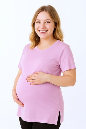 تیشرت بارداری صورتی زنانه پنبه ای MS HAMİLE İÇ GİYİM - کد 935542056