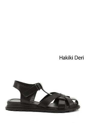 صندل مشکی زنانه پاشنه تخت GÖNDERİ(R) - کد 804426944