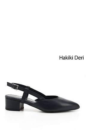 کفش استایلیتو سرمه ای پاشنه ضخیم GÖNDERİ(R) - کد 845355110