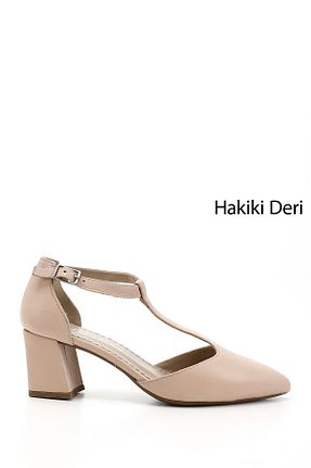 کفش استایلیتو بژ پاشنه ضخیم GÖNDERİ(R) - کد 823247117